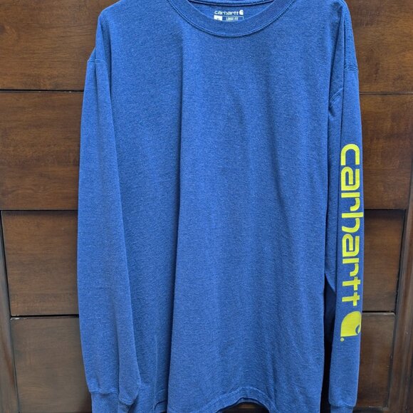 Carhartt Men's Blue Heavyweight Long Sleeve Graphic Logo Shirt Size XL - Picture 1 of 6